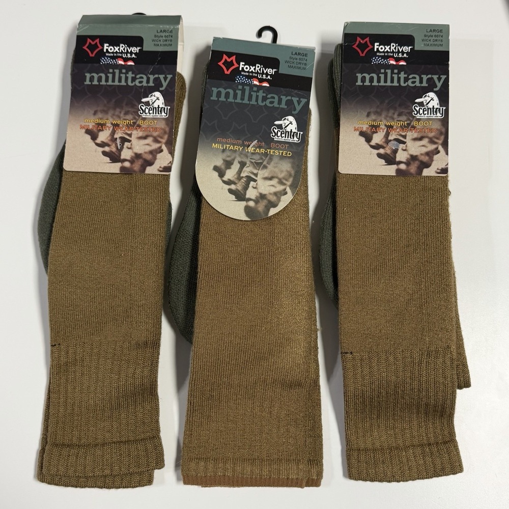 Lot of 3 FOX RIVER MILITARY SOCKS 6074 LARGE WICK DRY MAXIMUM MID CALF